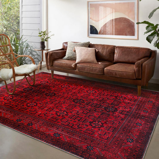 RW1001 washable chenille area rug in a modern living room