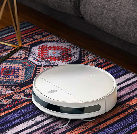RW1336 washable chenille area rug, robot vacuum