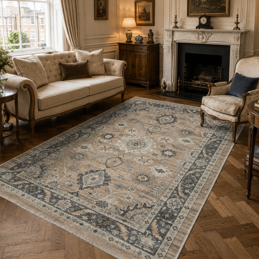 RW302601 washable chenille area rug, room scene