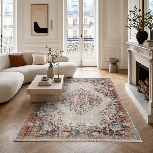 RW3035 washable chenille area rug in a modern living room
