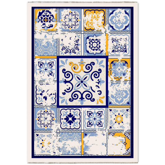 RW7063 washable chenille area rug viewed from above