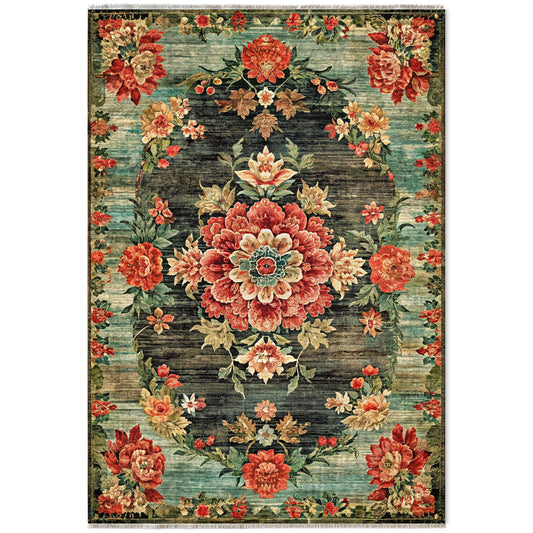 RW7093 washable chenille area rug viewed from above
