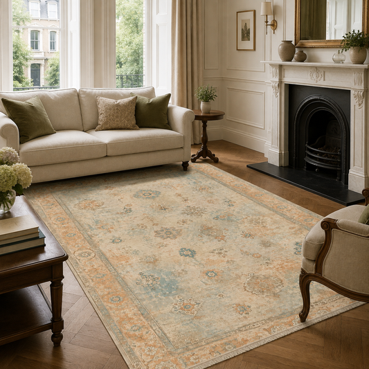 RWPR00011 washable chenille area rug, room scene