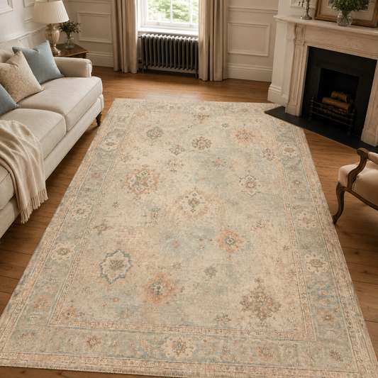 RWPR0005 washable chenille area rug, room scene