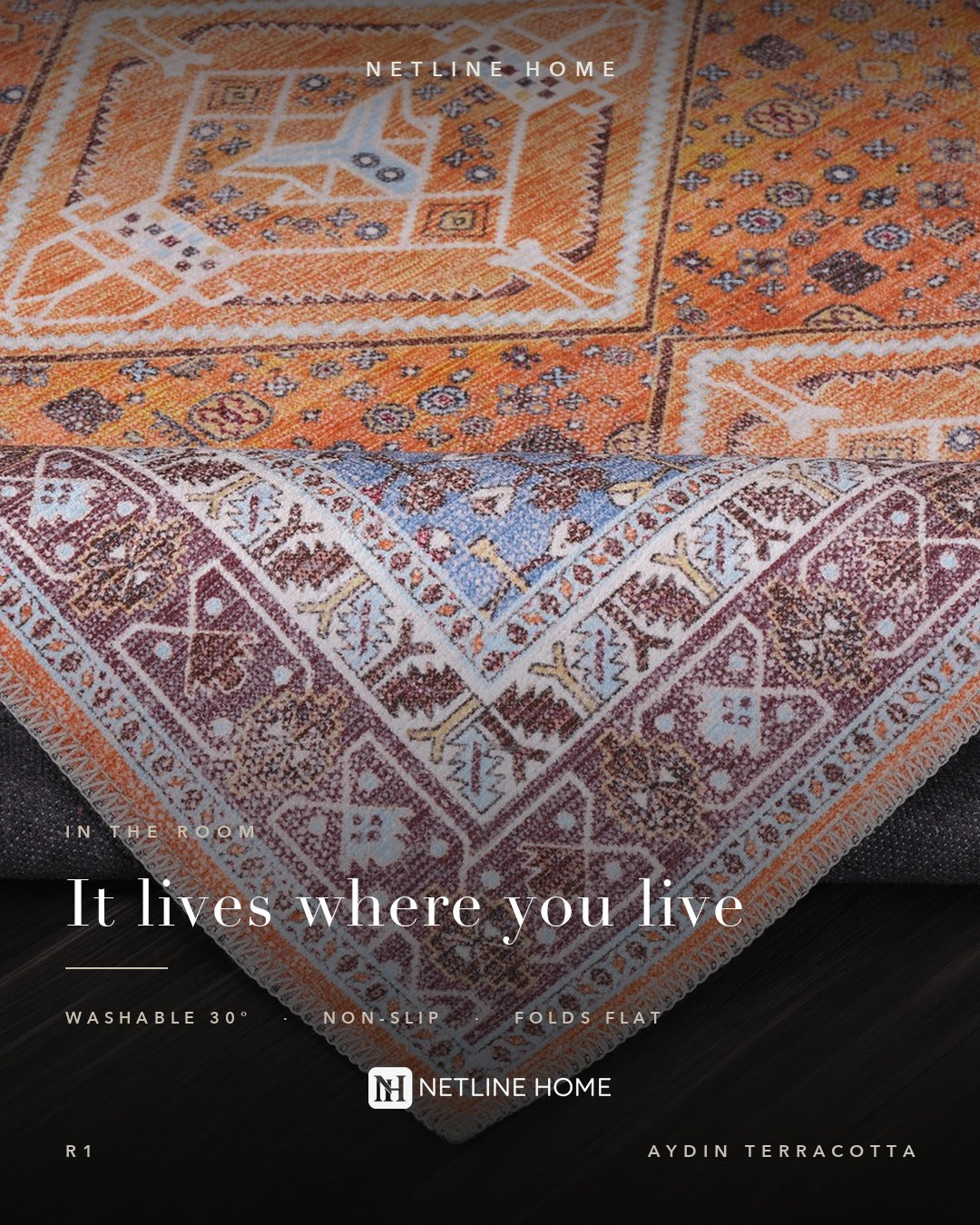 Crafted Heritage Terracotta Washable Rug — room photo 3