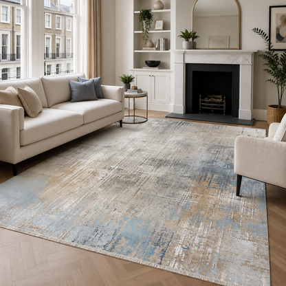 Oblique Pewter Modern Washable Rug