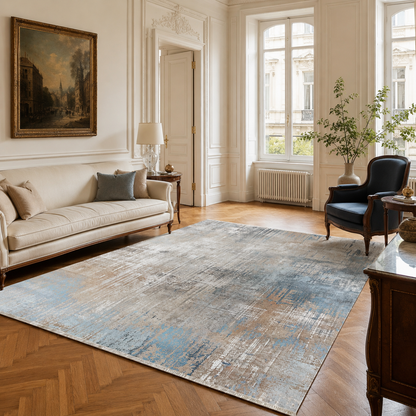 Oblique Pewter Modern Washable Rug