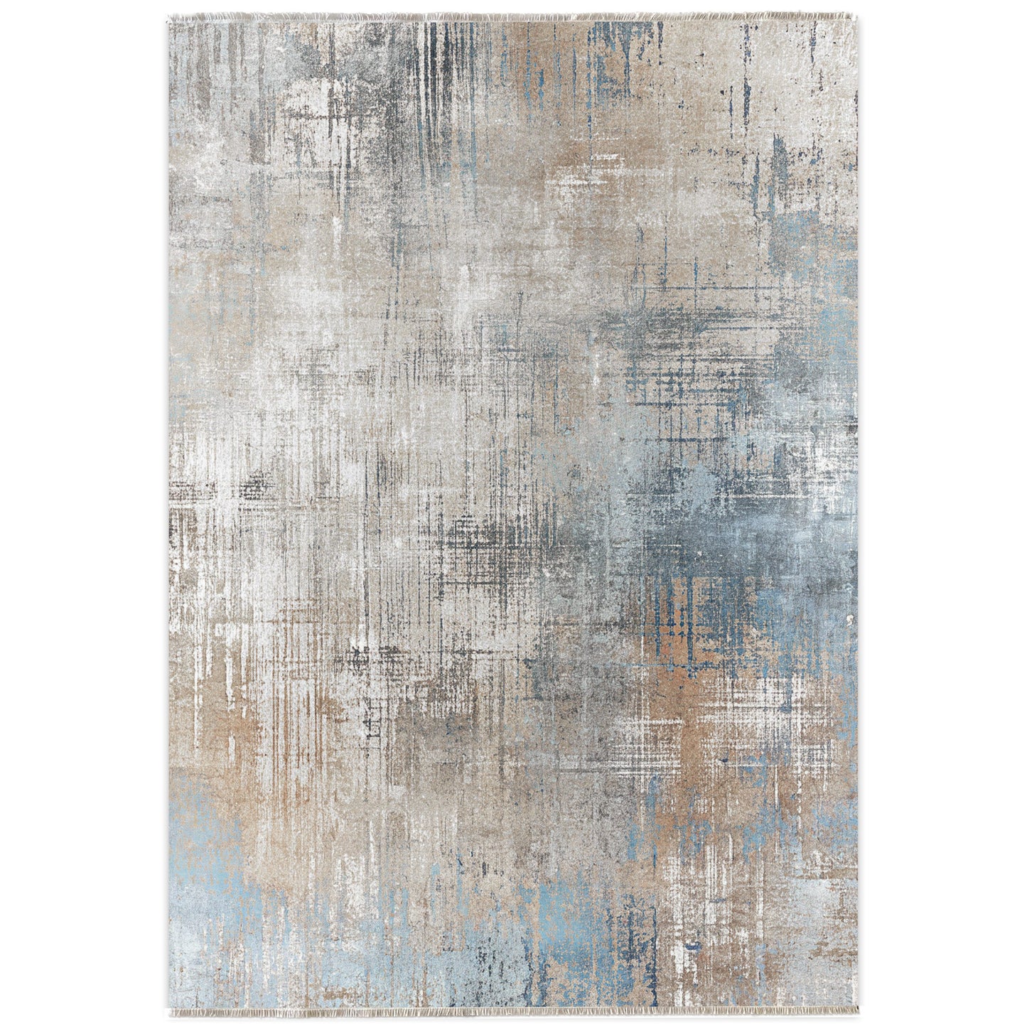 Oblique Pewter Modern Washable Rug