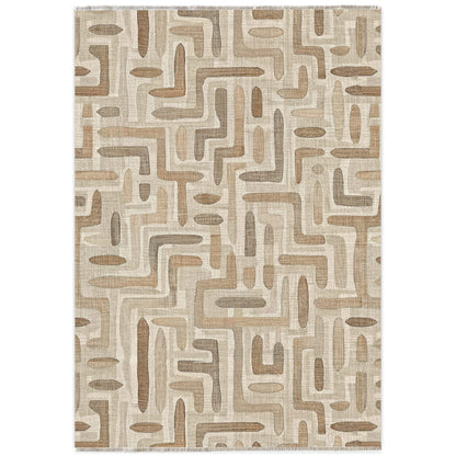 Layered Geometry Taupe Washable Rug