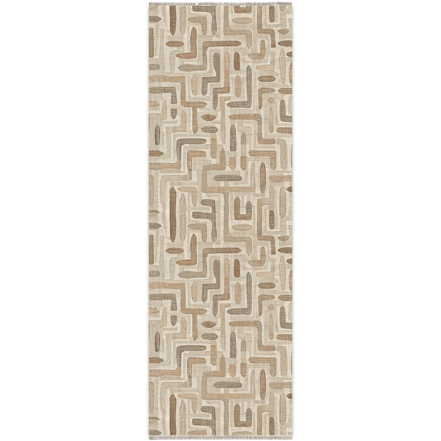 Layered Geometry Taupe Washable Rug