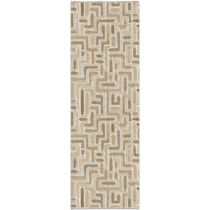 Layered Geometry Taupe Washable Rug