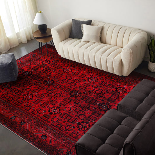 RW1001 washable chenille area rug in a modern living room