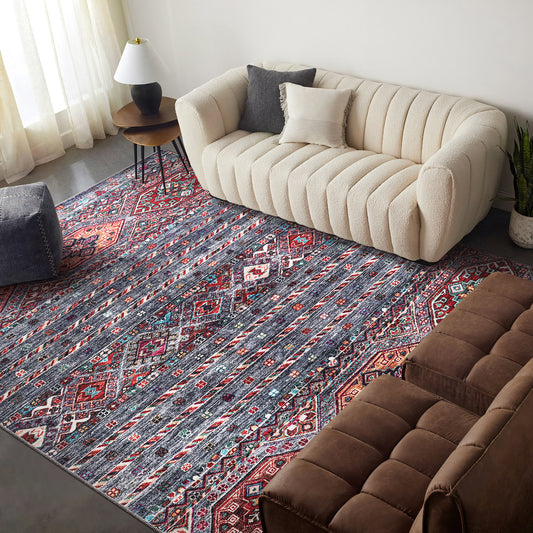 RW1002 washable chenille area rug in a modern living room