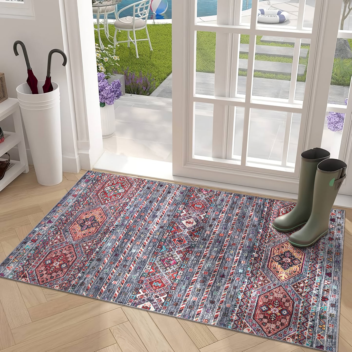 RW1002 washable chenille area rug, doormat