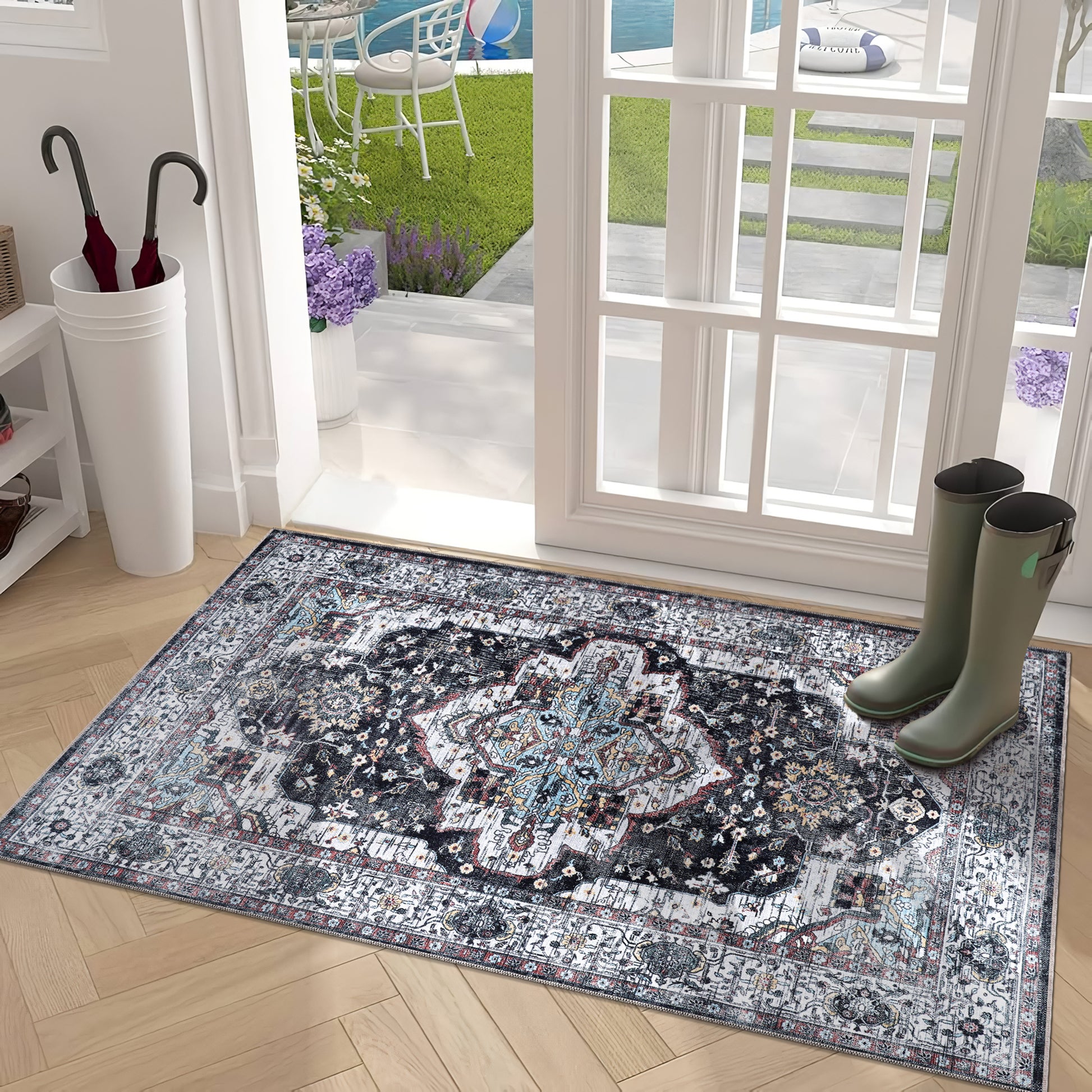 RW1003 washable chenille area rug, doormat
