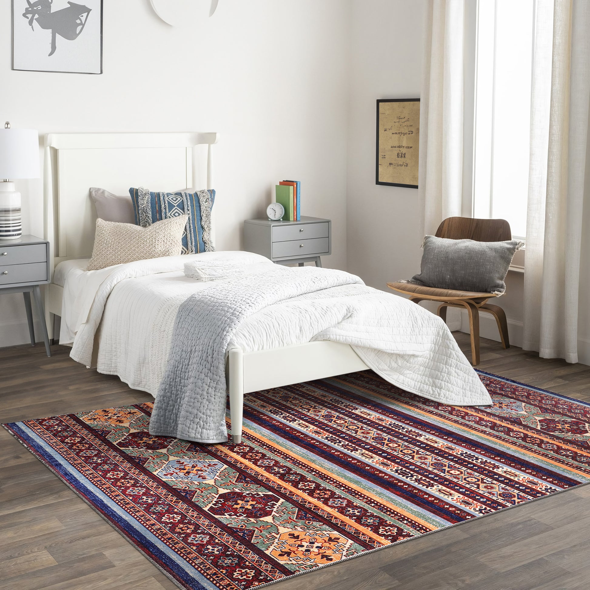 RW1004 washable area rug in a modern bedroom