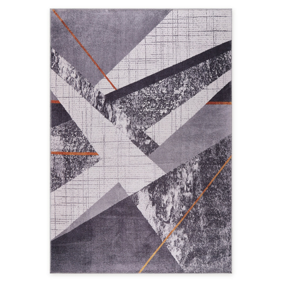 Southbank Stripes Mid Grey Abstract Washable Rug