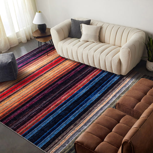 RW1006 washable chenille area rug in a modern living room