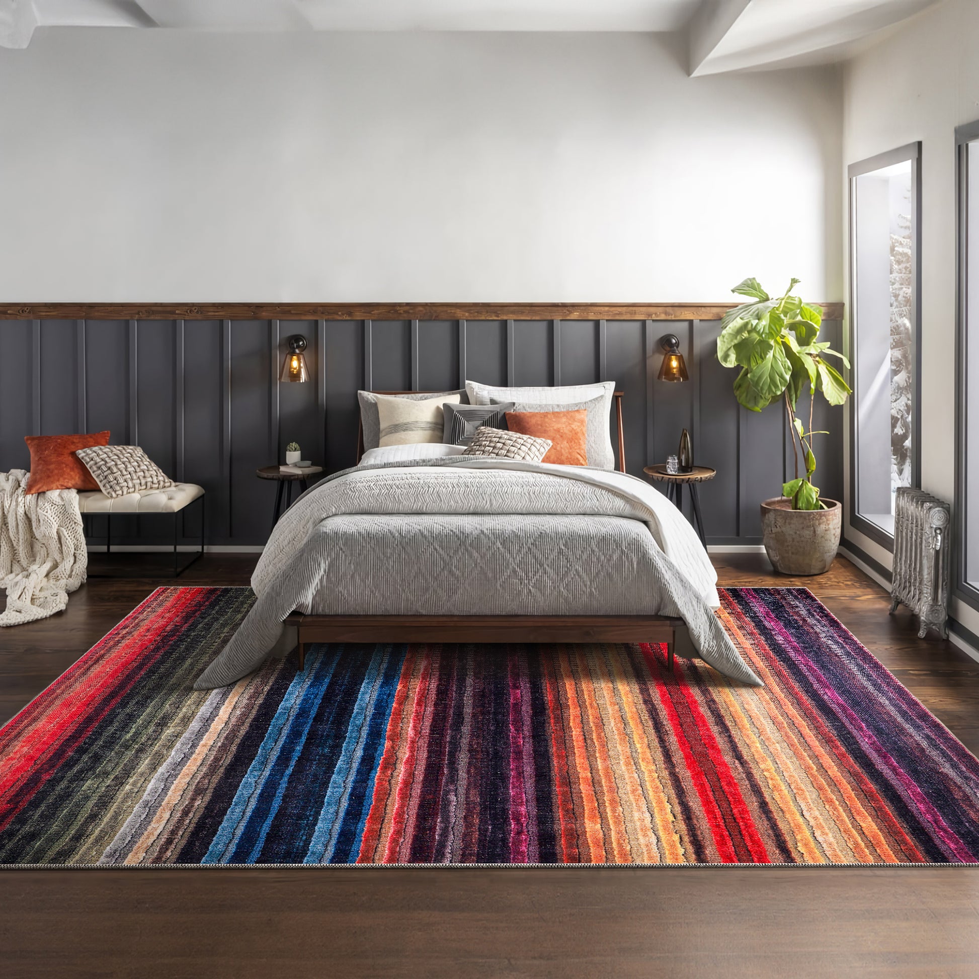 RW1006 washable area rug in a modern bedroom