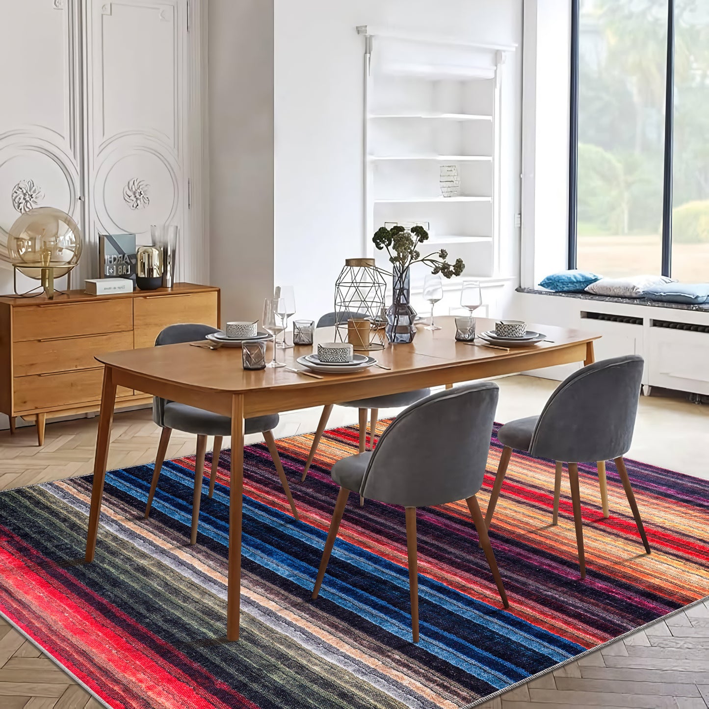 RW1006 washable area rug in a modern dining room