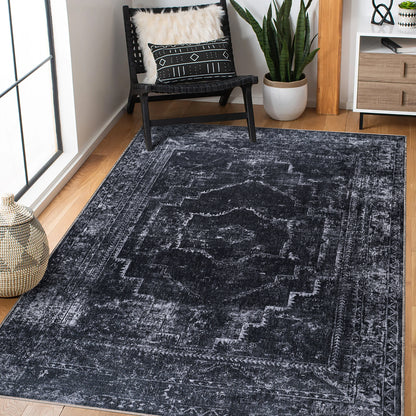 RW1007 washable chenille area rug in a modern living room