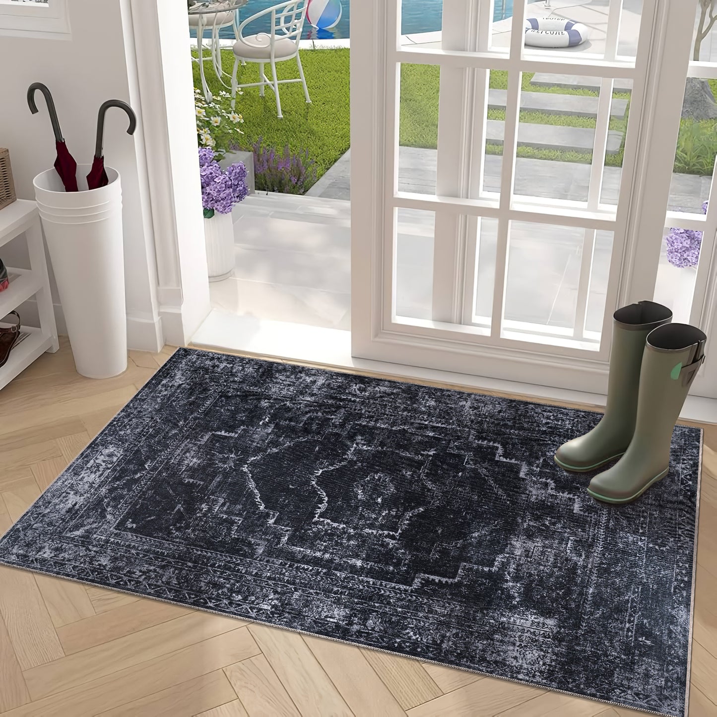 RW1007 washable chenille area rug, doormat