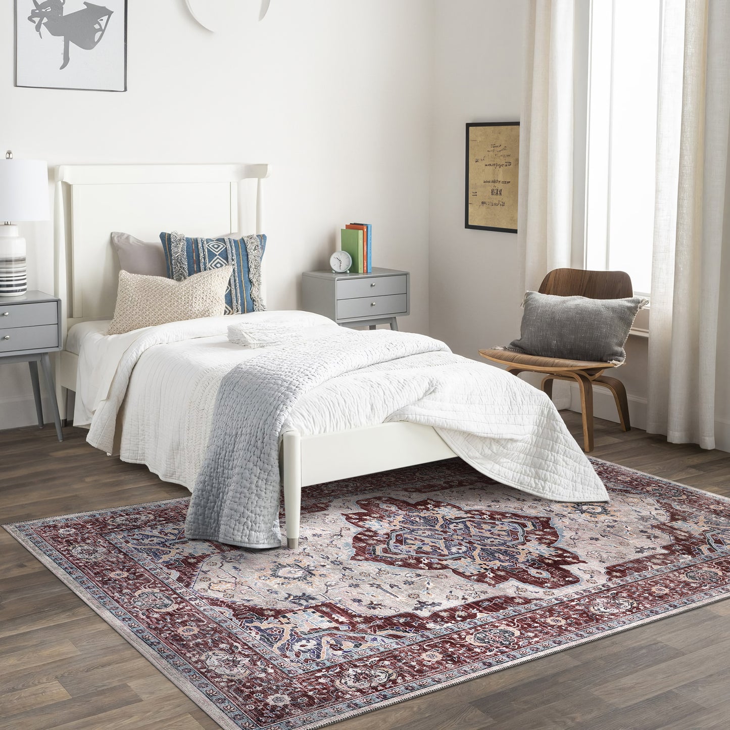 RW1008 washable area rug in a modern bedroom