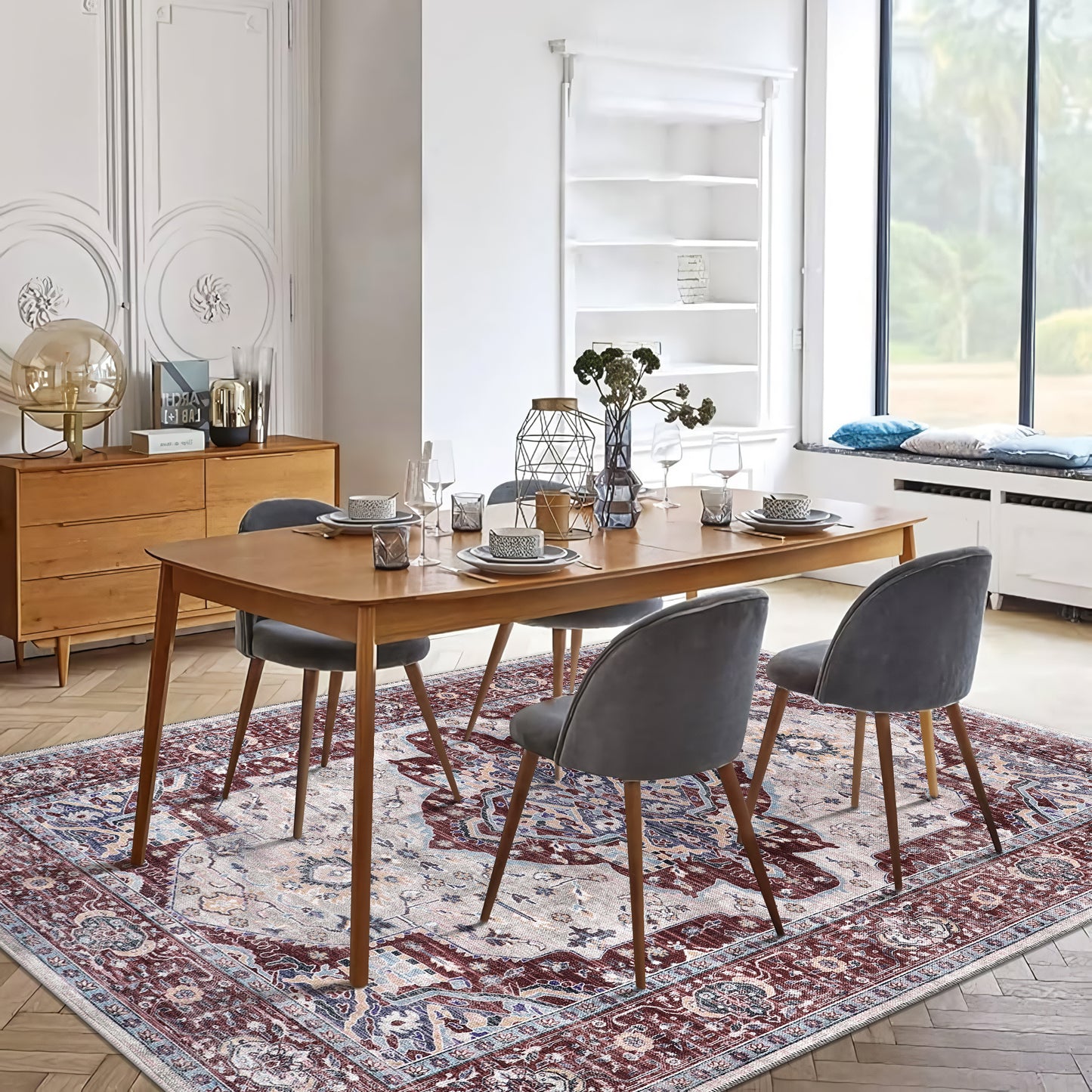 RW1008 washable area rug in a modern dining room