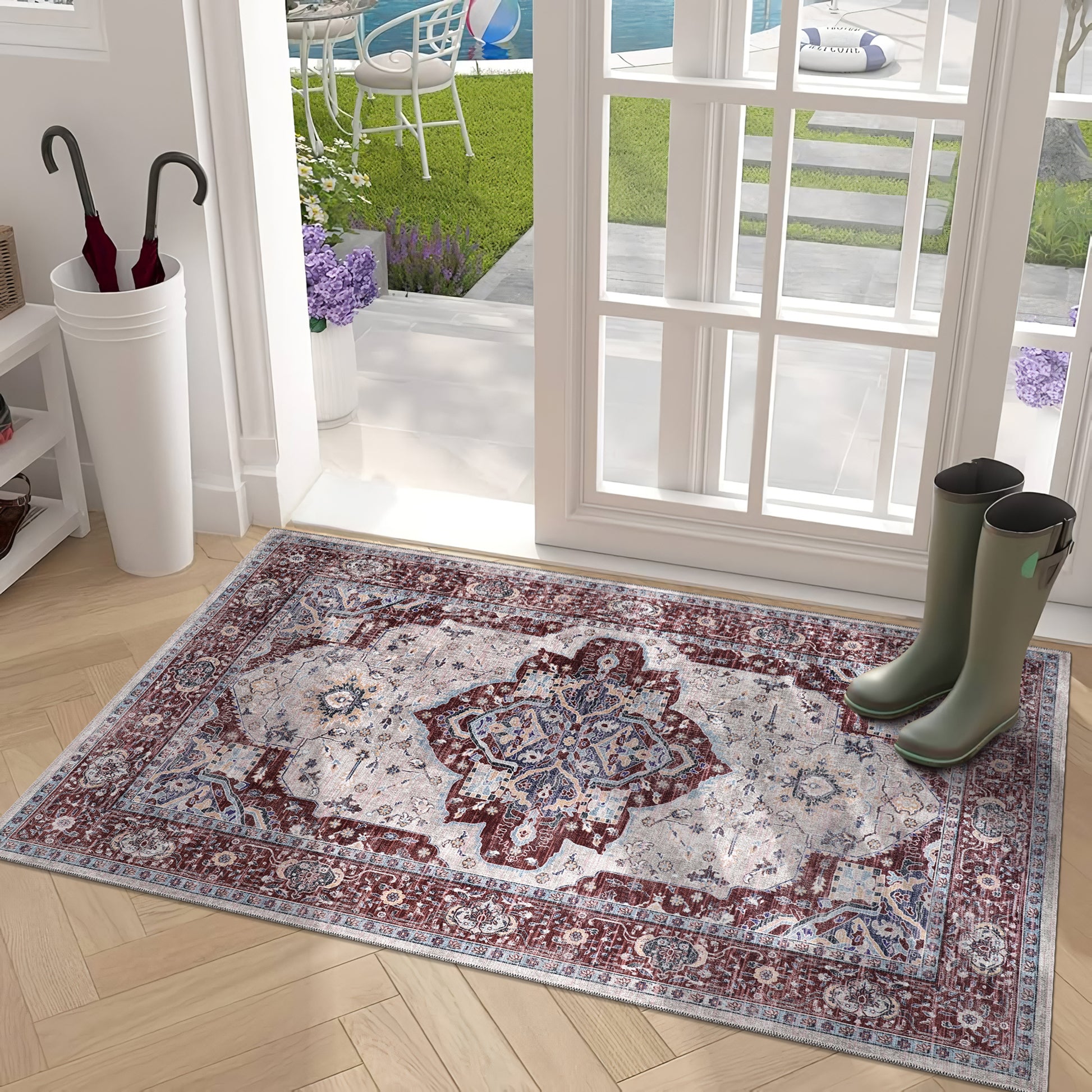 RW1008 washable chenille area rug, doormat