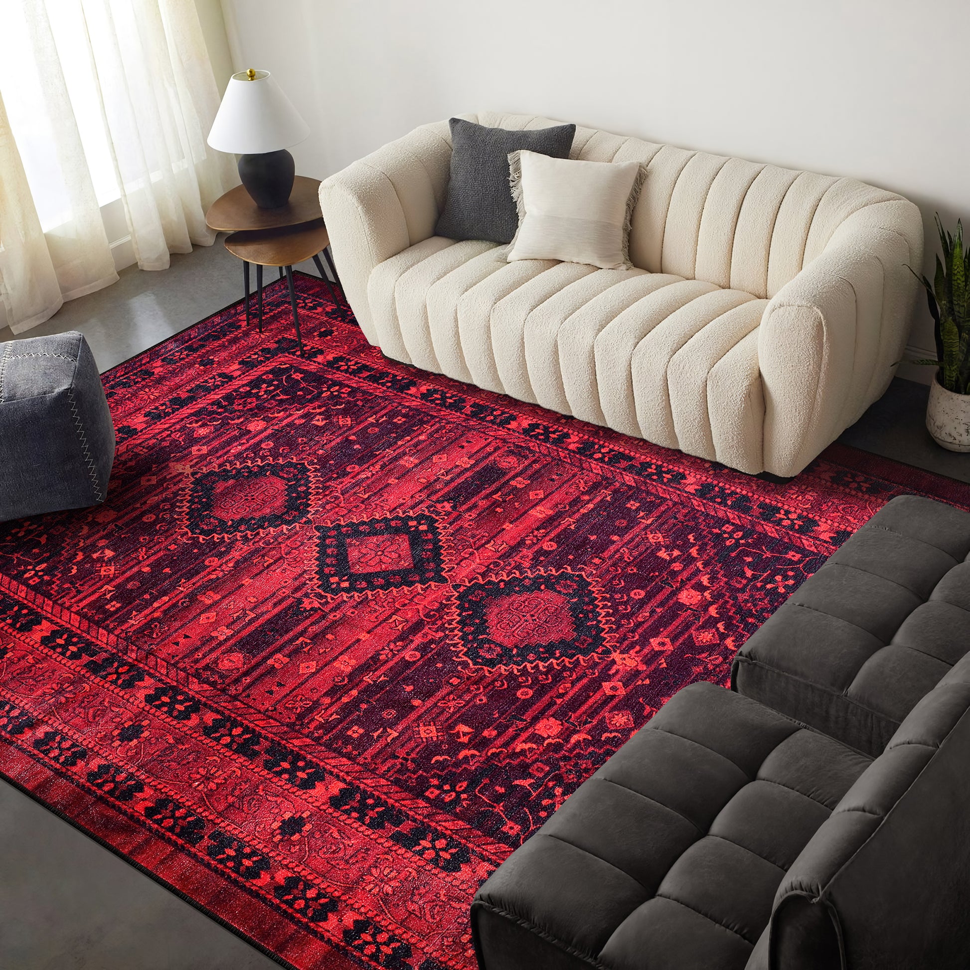 RW1009 washable chenille area rug in a modern living room