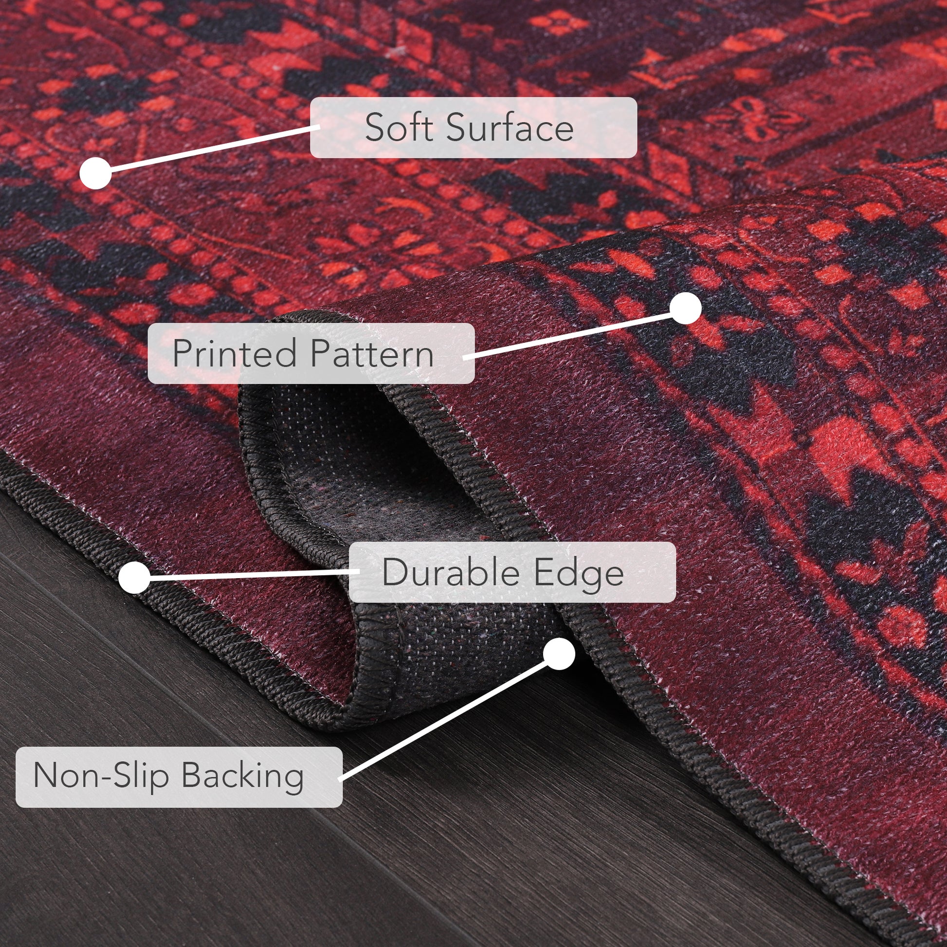 RW1009 washable chenille area rug viewed from above