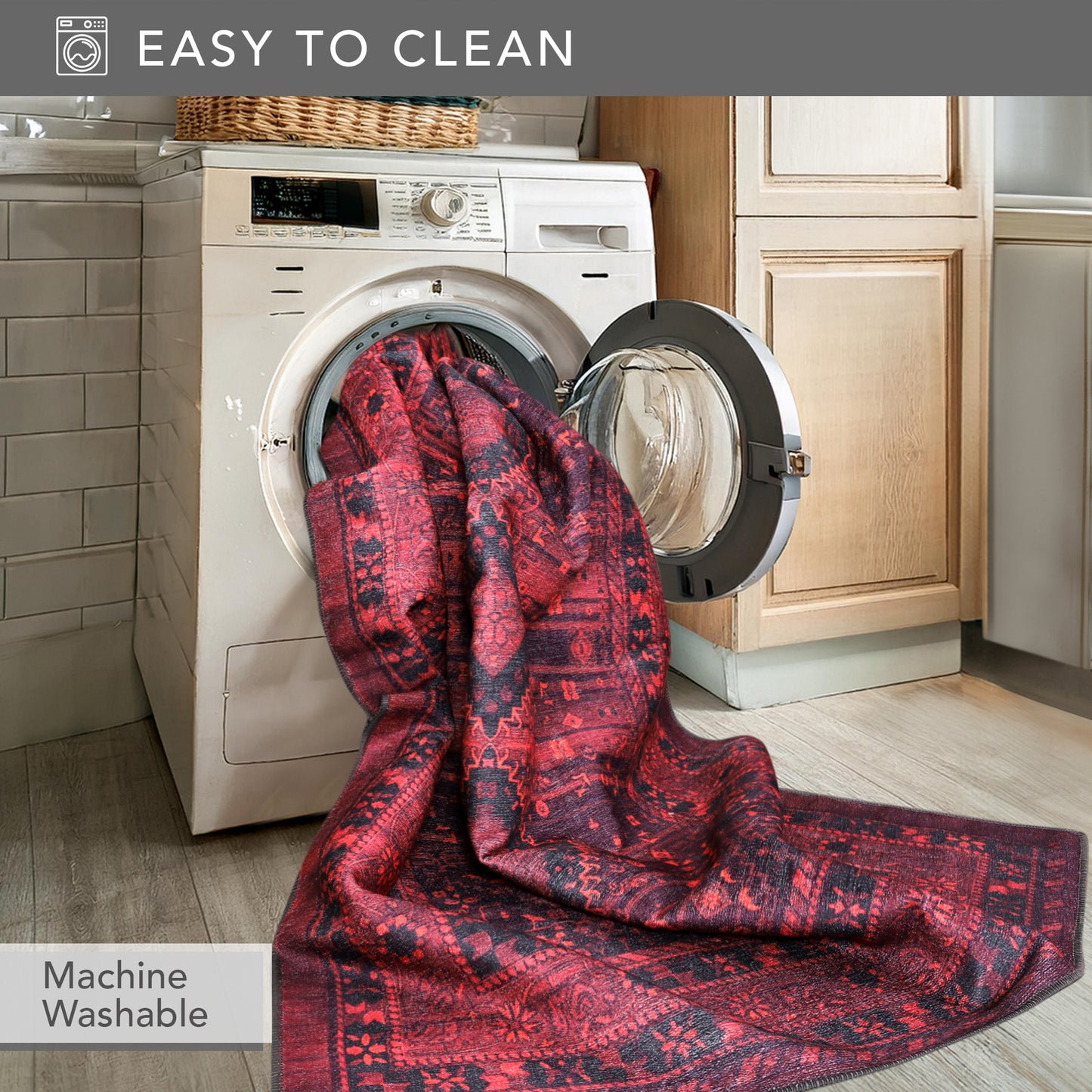 RW1009 washable chenille area rug viewed from above