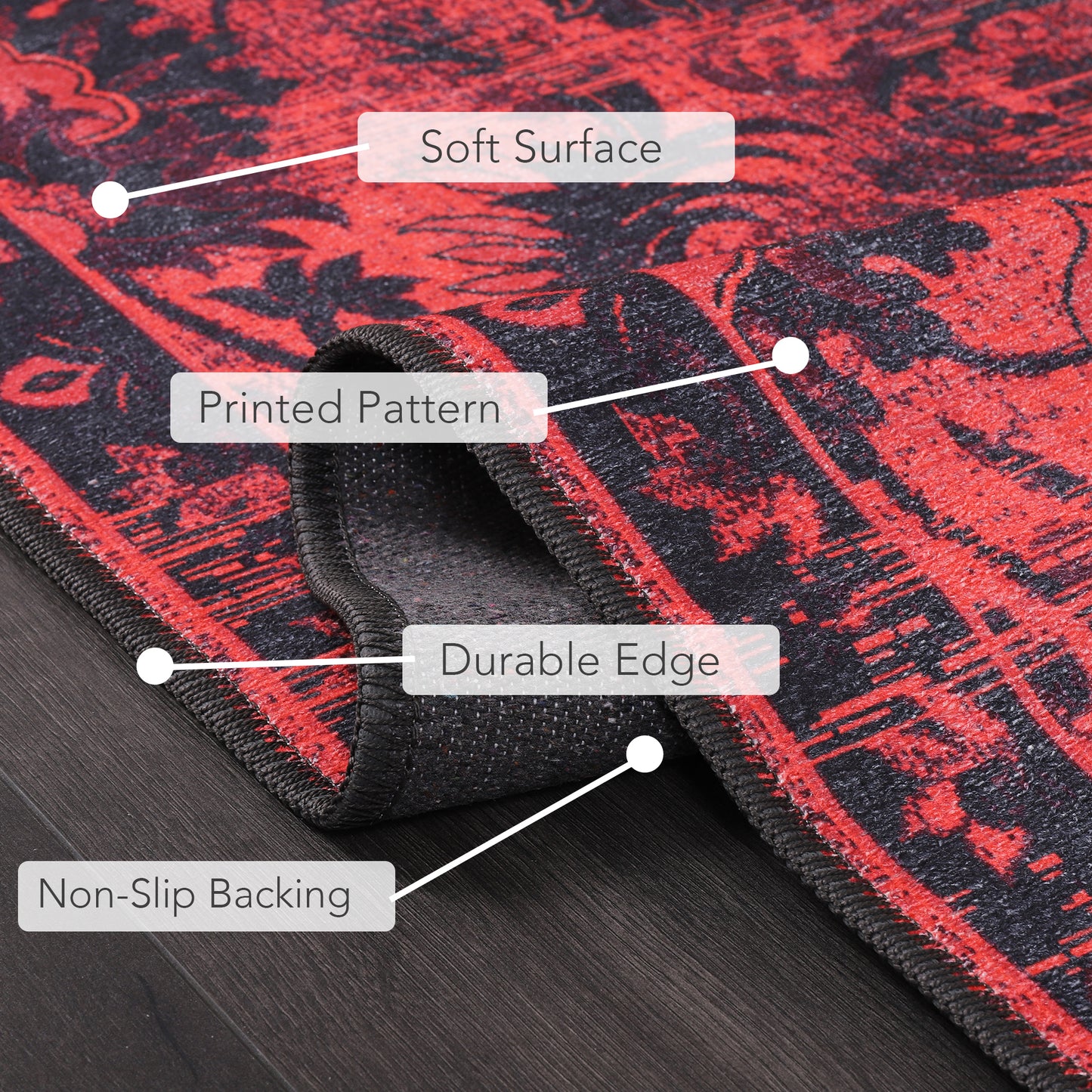 RW1010 washable chenille area rug viewed from above