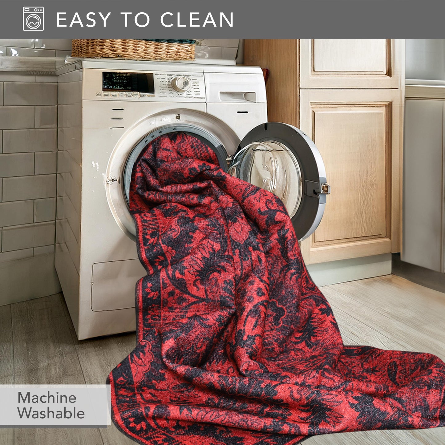 RW1010 washable chenille area rug viewed from above
