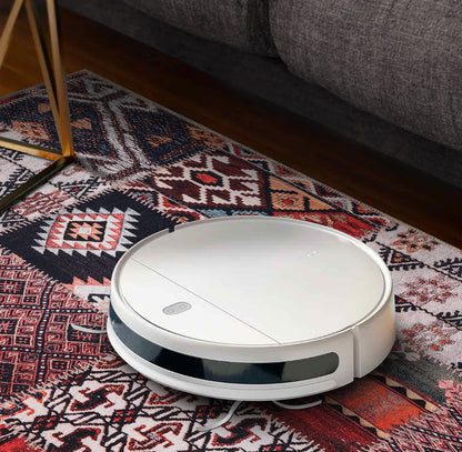 RW1306 washable chenille area rug, robot vacuum
