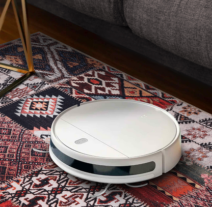RW1306 washable chenille area rug, robot vacuum