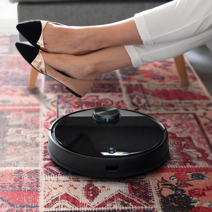 RW1306 washable chenille area rug, robot vacuum