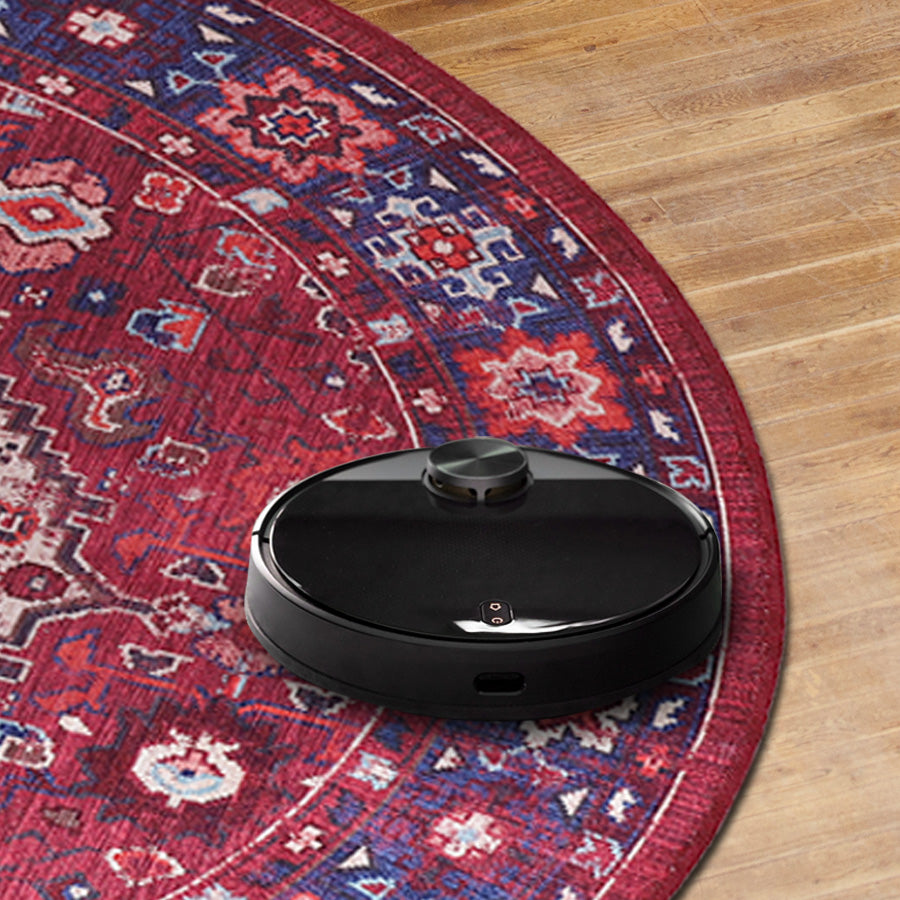 RW1307 washable chenille area rug, robot vacuum