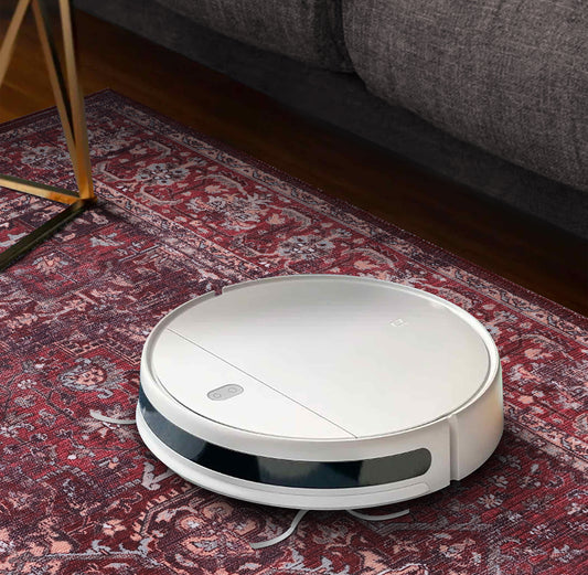 RW1310 washable chenille area rug, robot vacuum