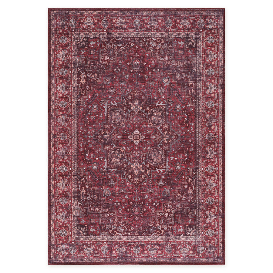 Terrace Patina Crimson Red Vintage Washable Rug