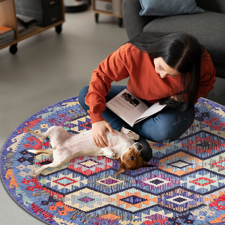 RW1314 washable chenille area rug, pet and kid friendly