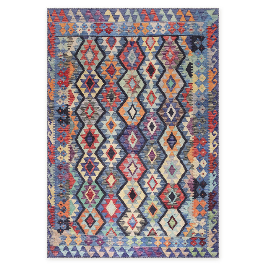 Serene Mosaic Warm Gold Bohemian Washable Rug
