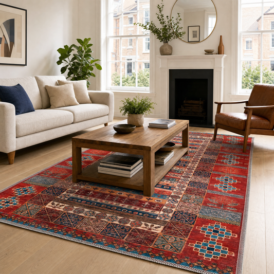 RW1316 washable chenille area rug in a modern living room