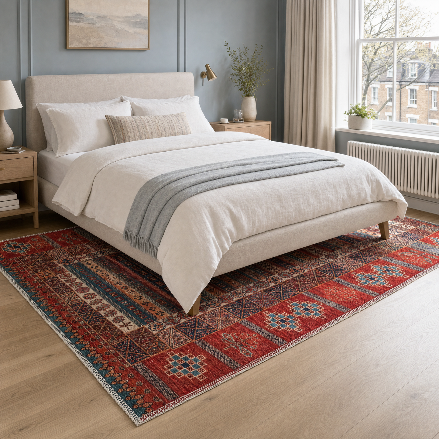 RW1316 washable area rug in a modern bedroom