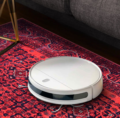 RW1317 washable chenille area rug, robot vacuum
