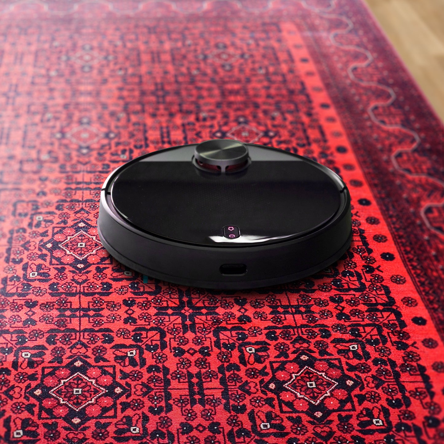 RW1317 washable chenille area rug, robot vacuum