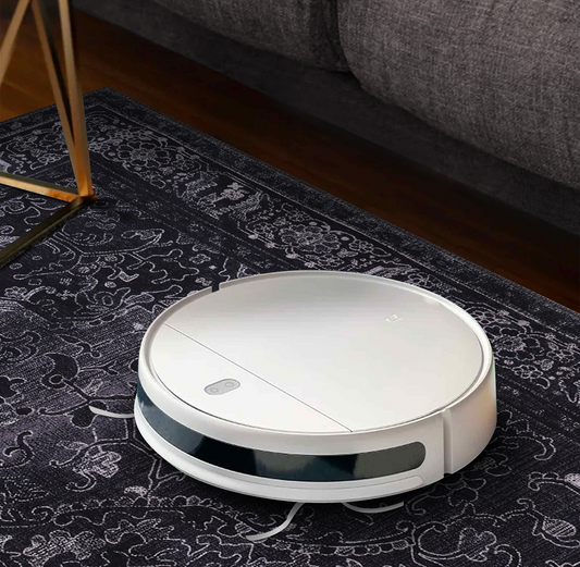 RW1318 washable chenille area rug, robot vacuum