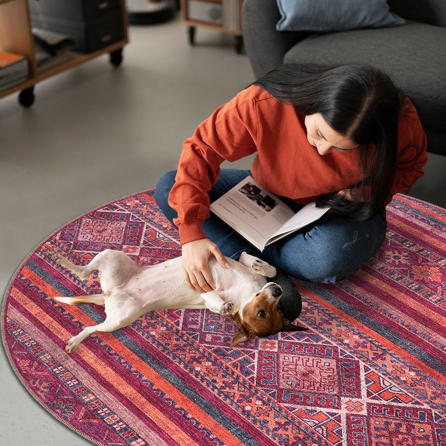 RW1322 washable chenille area rug, pet and kid friendly