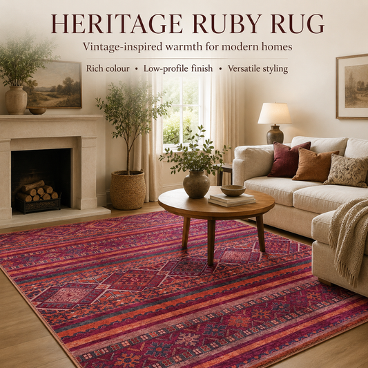 RW1322B washable chenille area rug, room scene