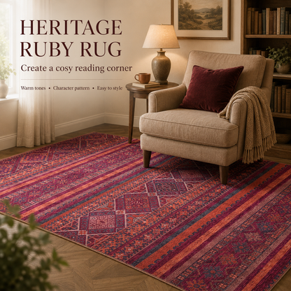 RW1322B washable chenille area rug, room scene